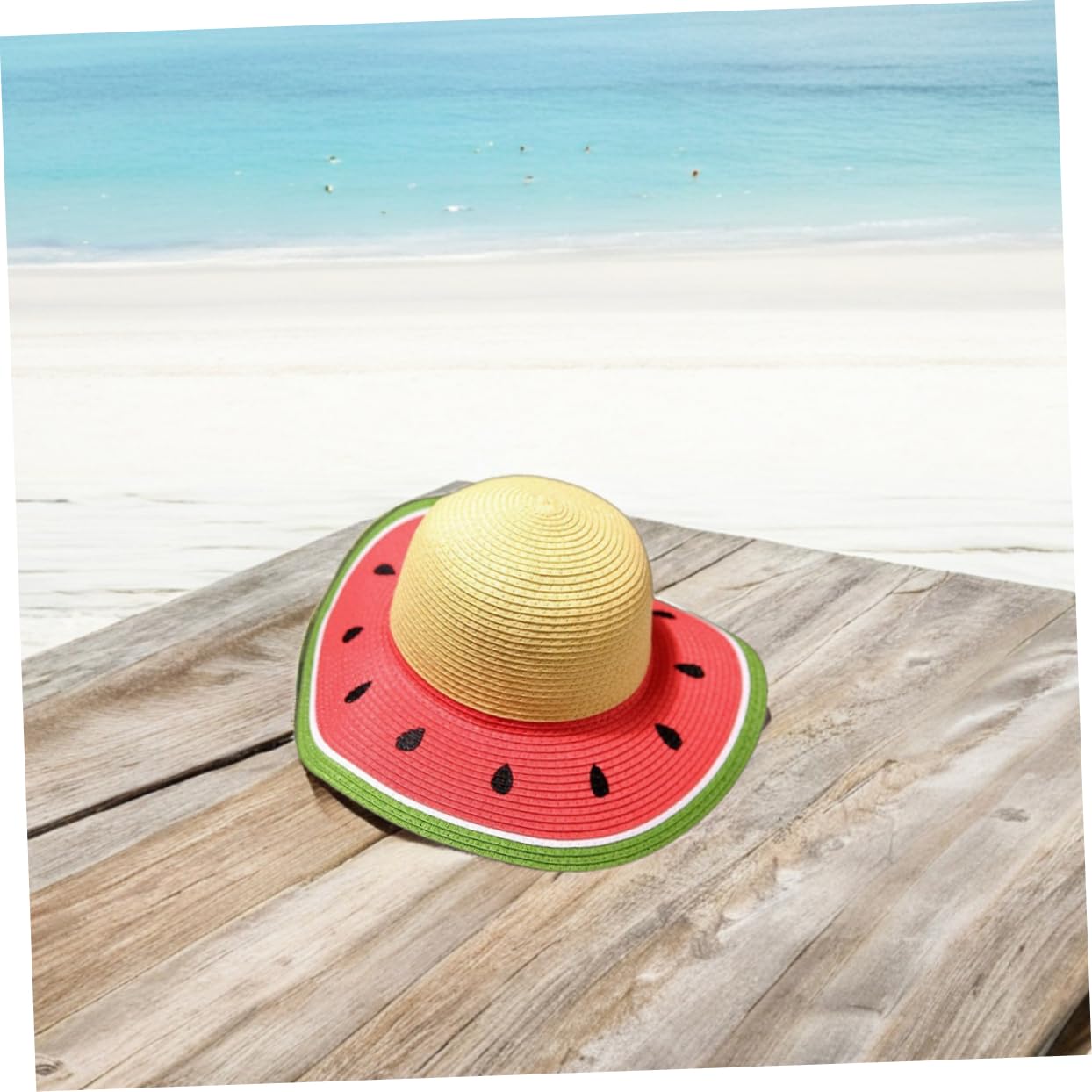 Hemobllo Sombrero Plegable y Transpirable ala Ancha Diseño de Sandía para Niña de Paja y Protección Solar Adecuado para Verano, Playa, Senderismo para Niños