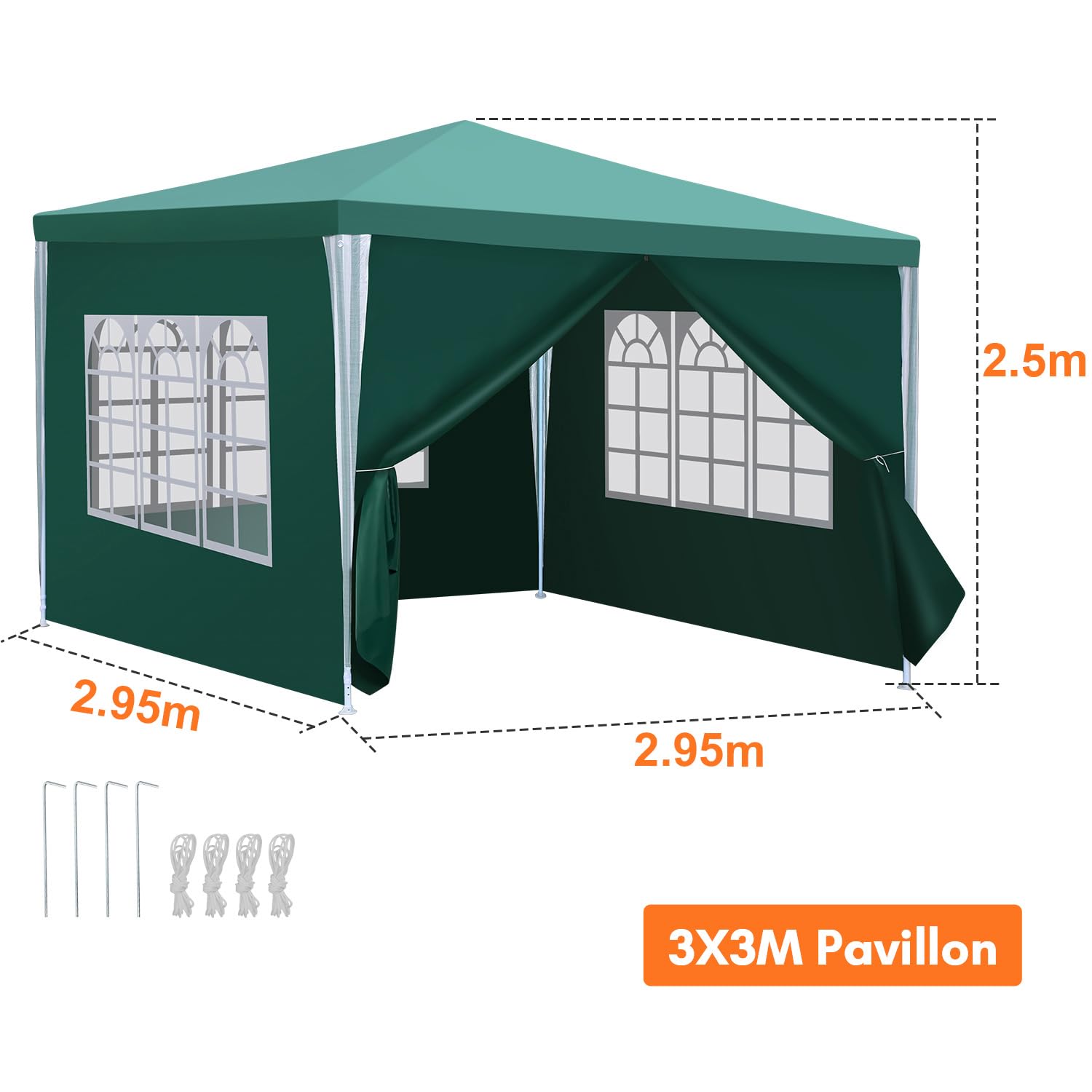 Cobizi Vouwpaviljoen, Waterdicht, Tuinpaviljoen, 3 X 6 M, Outdoor Vouwpaviljoen, Partytent Met 6 Zijwanden Voor Buiten Tuin Feest Bruiloft Picknick Markt 18 Zwart