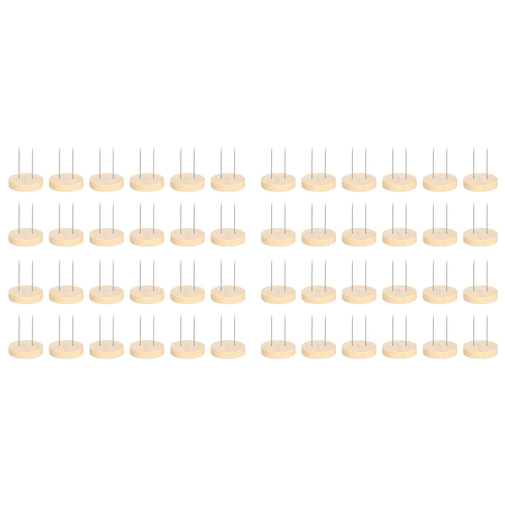 Hndhbfgrt 48pcs Crochet Doll Stand Double Steel Needle Doll Stand Felt Animal Doll Toy Wooden Base Support Action Figure Stand