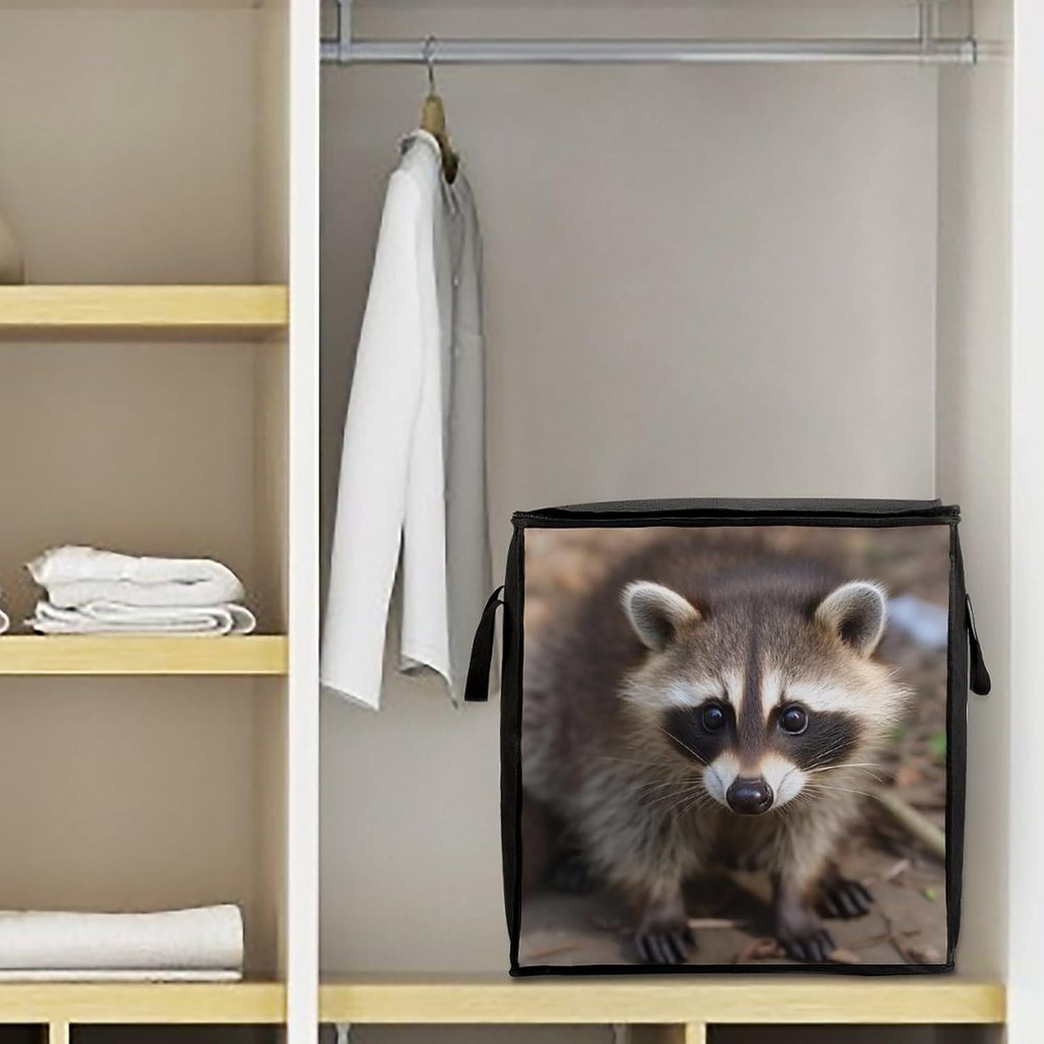 Quilt Storage Bag,Cub Raccoon Printed Large Foldable Storage Container Portable Travel Storage Bag for Blankets, Quilts, Clothes, Comforter, Bedding And Pillows