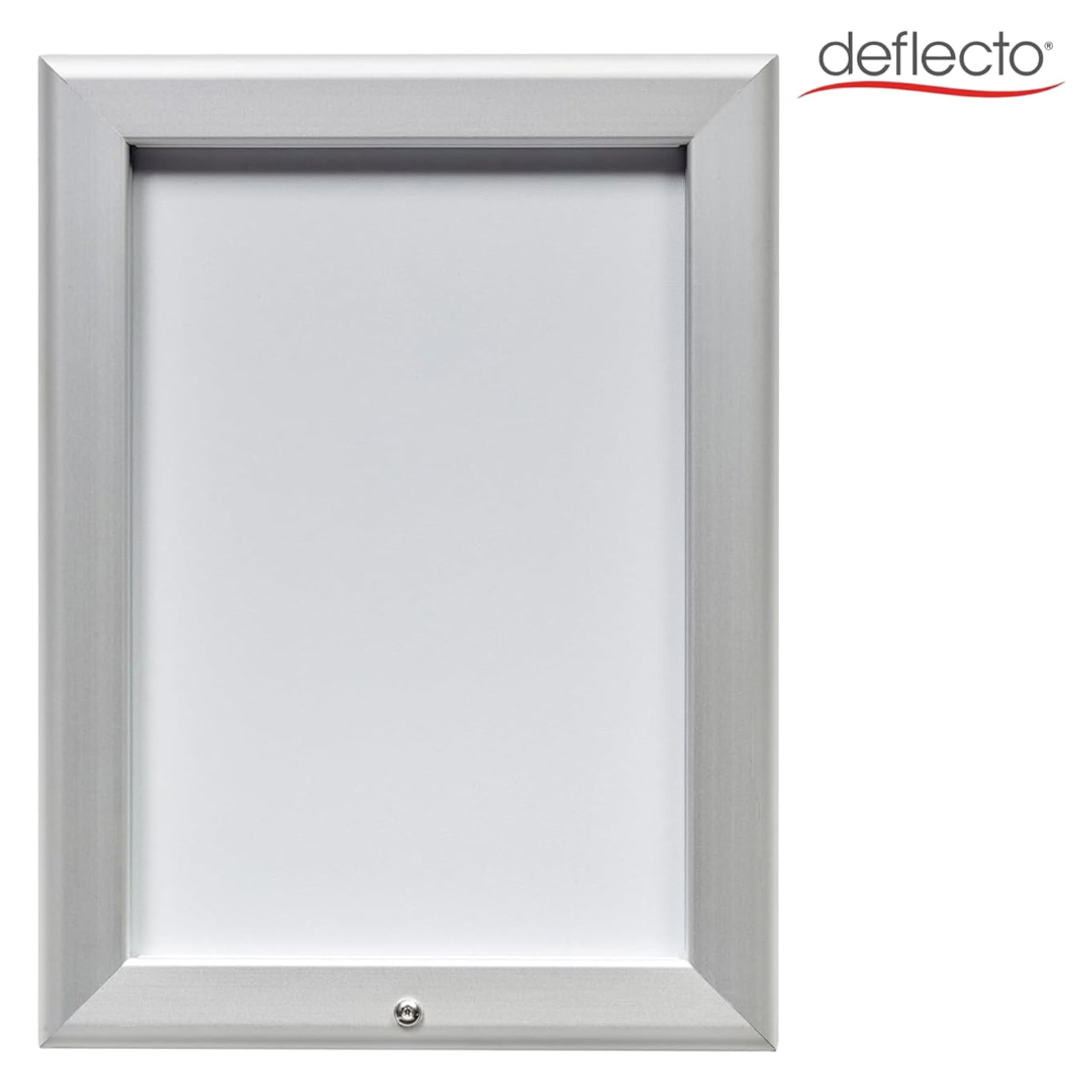 Deflecto Cadre à clipser A4 – Cadre à clip verrouillable en aluminium argenté pour affichage mural – Support de certificat et d'affiche avec clips d'ouverture pratiques sur le devant – Cintre élégant
