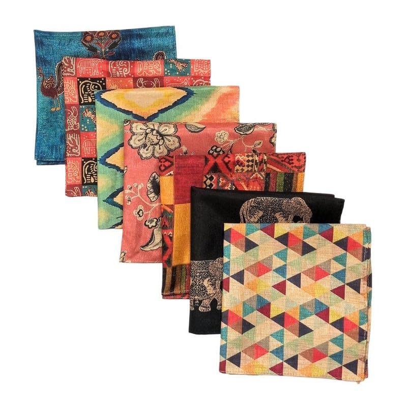 Multi Pattern Polyester Satin Pocket Square Combo Set For Men-image-44