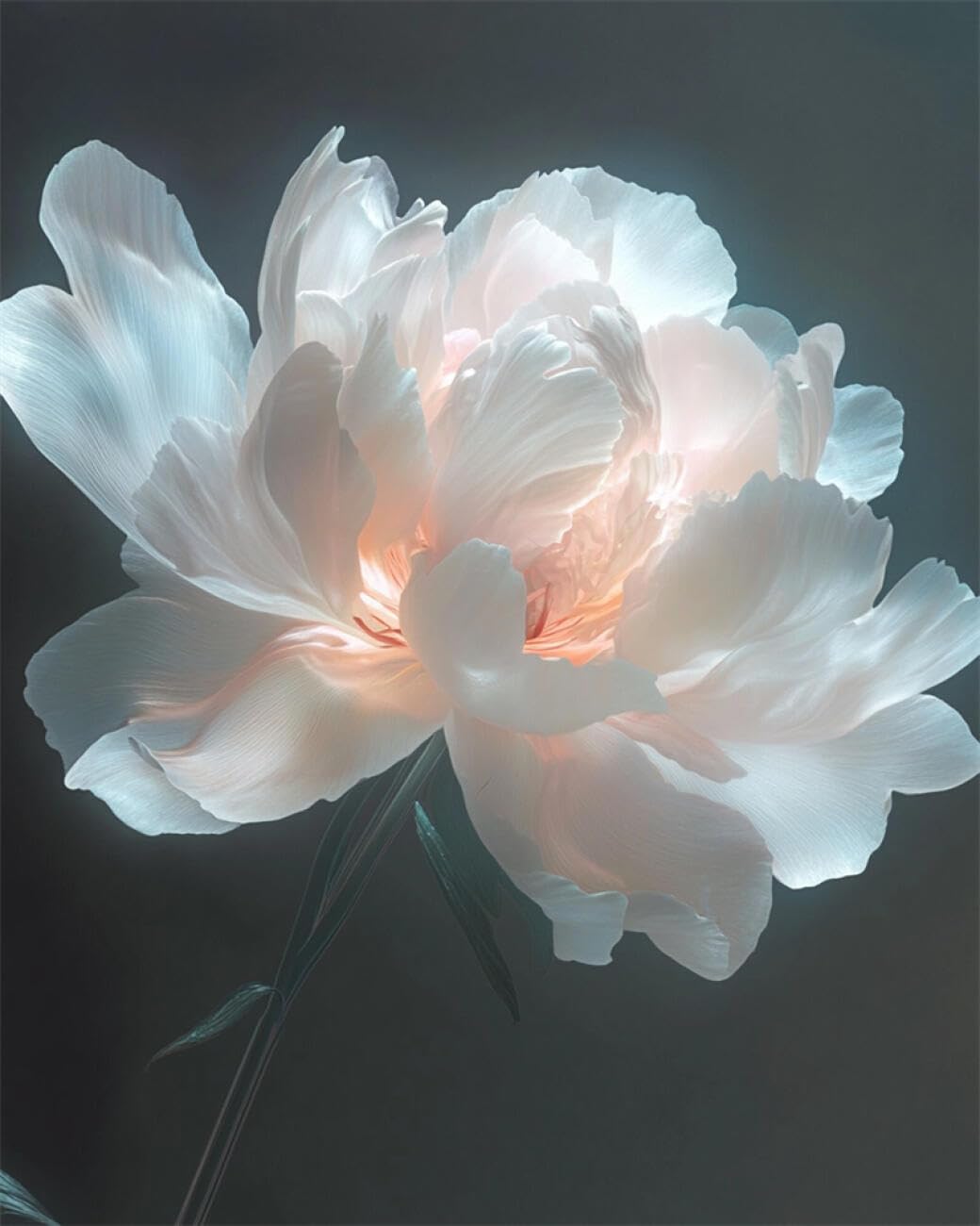Rkflgew L Flowers 14Ct Embroidery Kit Fantasy White Peony Diy Embroidery For Adults Beginner Needlework Kit With Patterns Needlepoint Art 40X50cm