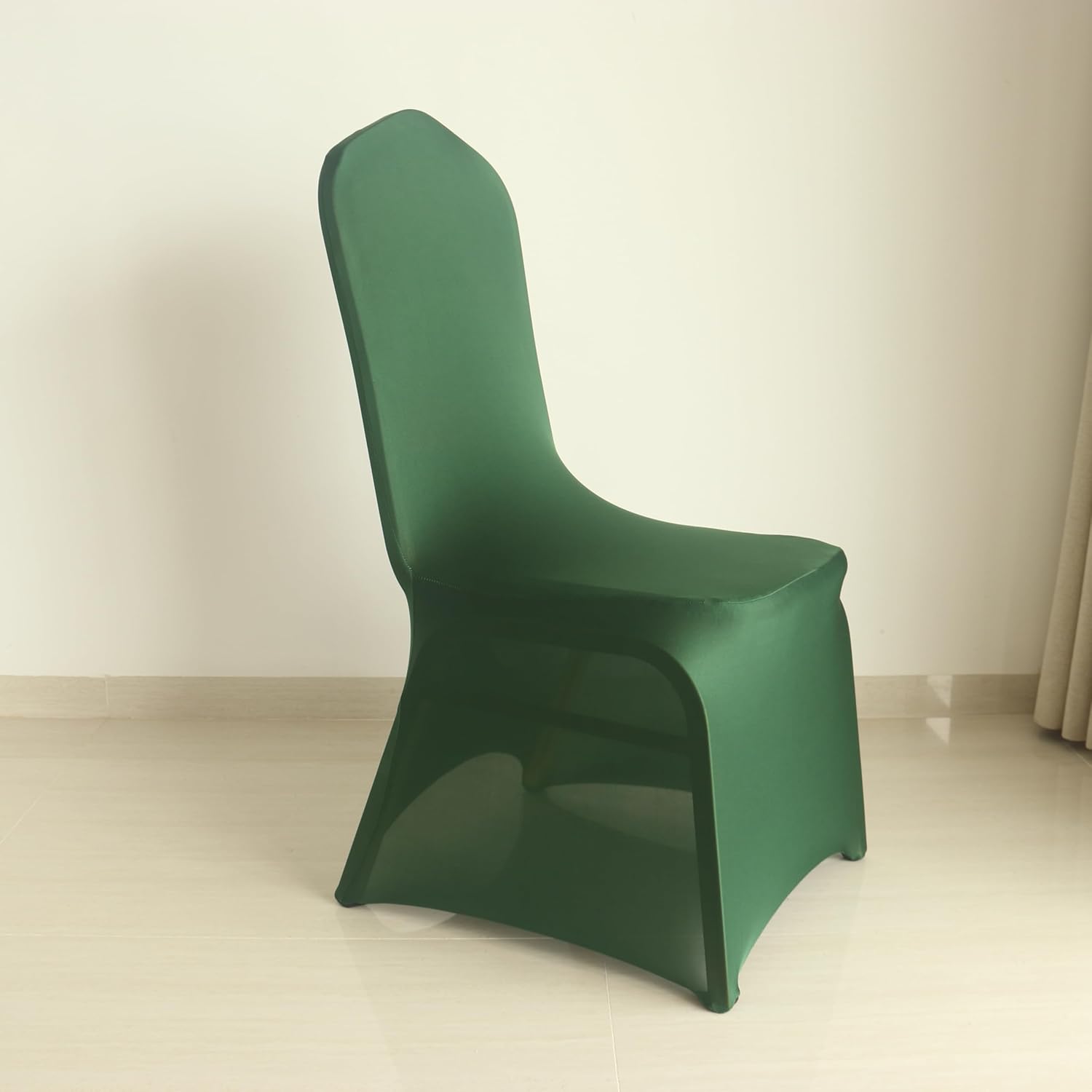 1 4 60 100Pieces White Wedding Chair Covers Stretch Polyester Spandex for Wedding Party Banquet Seat Covers (Wood Green, 60PCS)