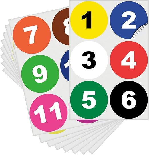 iSYFIX Multicolor Consecutive Number Stickers – 1 to 50, 3-inch, 1 Set – Vinyl Self Adhesive Premium Decal, Ideal for Inventory, Storage, Organizing, Boxes, Toolbox, Lockers & More, Indoor/Outdoor