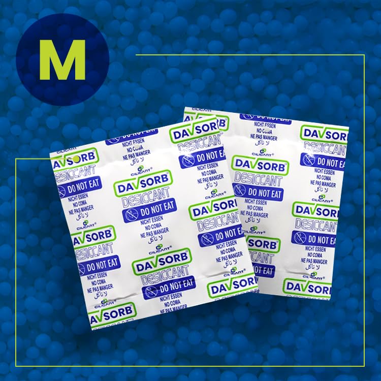 Image of DAVSORB Dehumidifier Room Moisture Absorber, Pack of 5-50gm Medium Size Sachets (5x50=250gm) for Home, Cars, Electronic items, Wardrobe & Shoe Racks; Fights Excess Moisture & Prevents Mould & Fungus