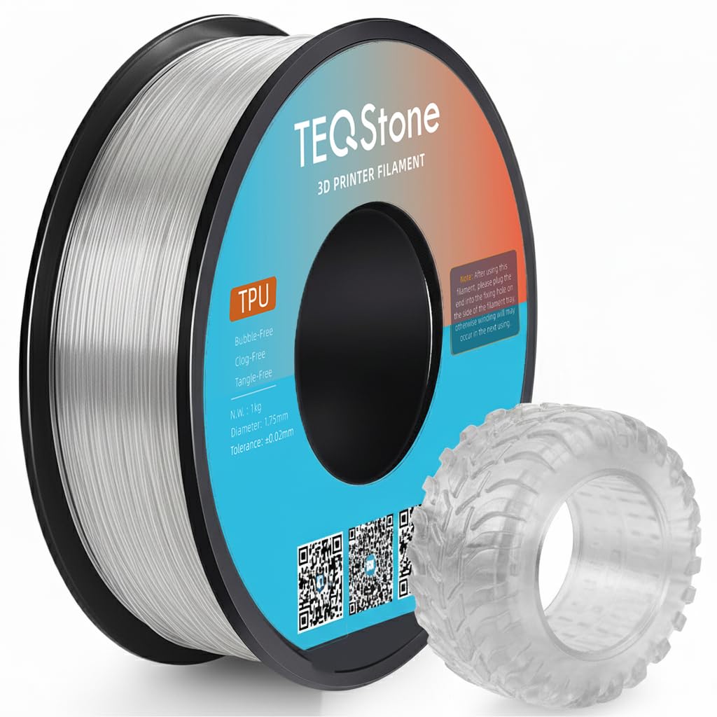 TPU Filament 1.75mm Clear 1Kg Spool 95A Flexible Soft 3D Printer Filament, Consistent Diameter +/-0.03mm in Vacuum Package-image-43