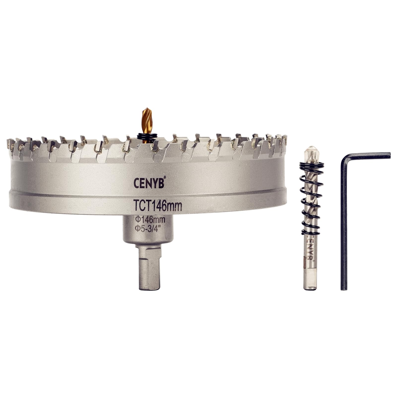 2-1/8" (54mm) Tungsten Carbide Tipped Hole Saw with 2Pcs Titanium-Plated Pilot Drill Bits for Metal, Steel, Iron, Wood, Plastic — view 43