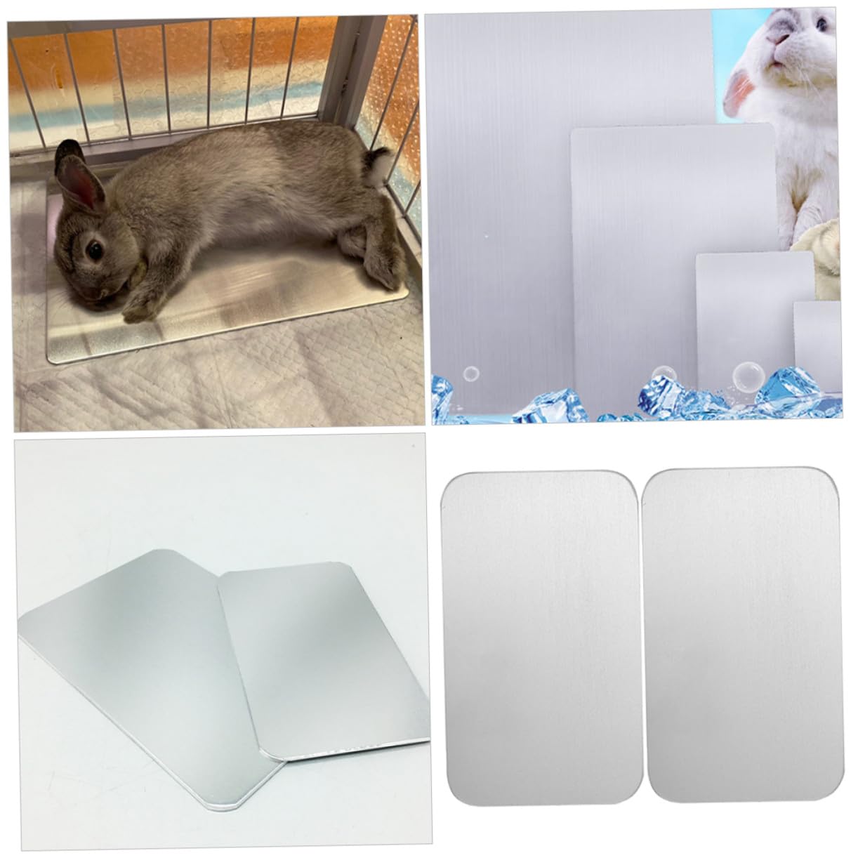 Sommerfest Aluminium Kühlmatten für Haustiere und Kaninchen 2 Stück Sichere Glatte Oberfläche für Tierheim und Transport Silberfarben Effektive Sommerkühlung