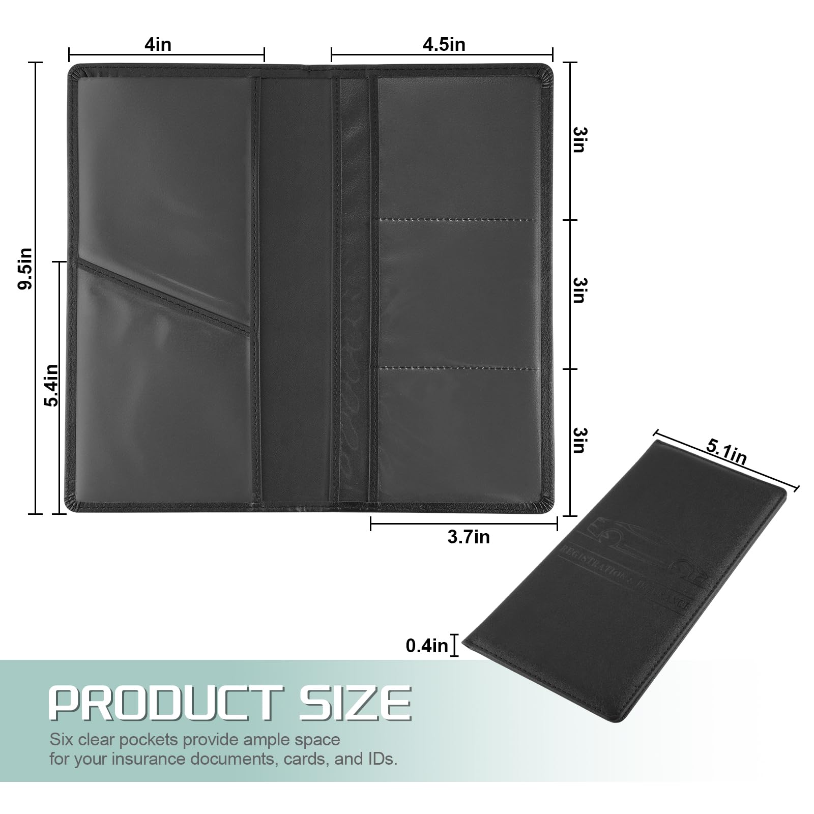 JUSTTOP 1Pack Car Registration and Insurance Holder,Car Document Holder for Cards License with Magnetic Shut,Vehicle Glove Box Car Organizer for Documents, Cards, License(Black)