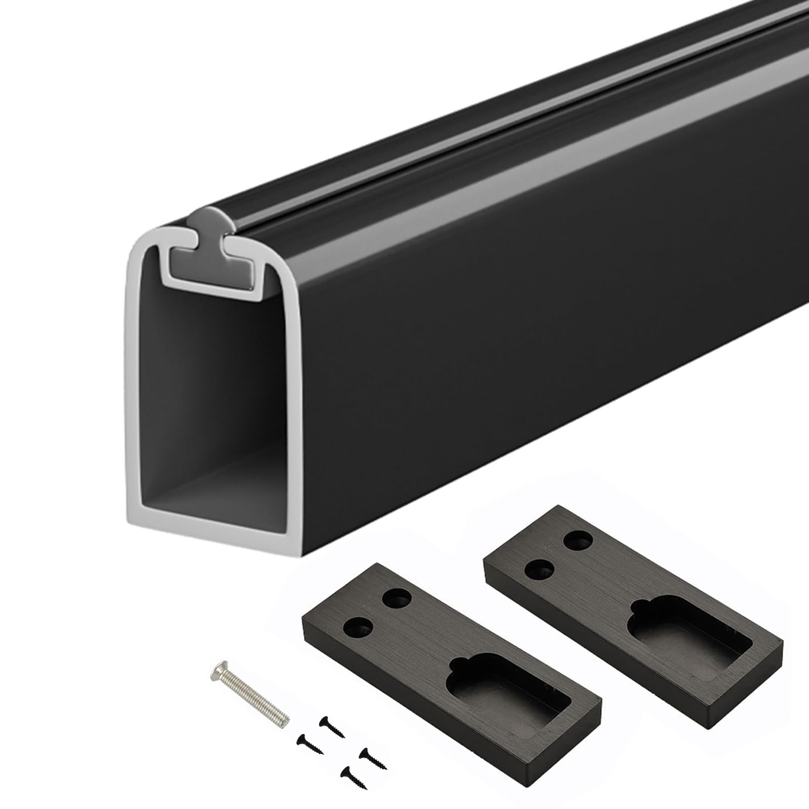 Jvnalwnkv Black Stainless Steel Clothes Bar Hanging Pole ，Closet Rod Support Poles ，Wardrobe With Flanges & Screws, Metal Closet Drying