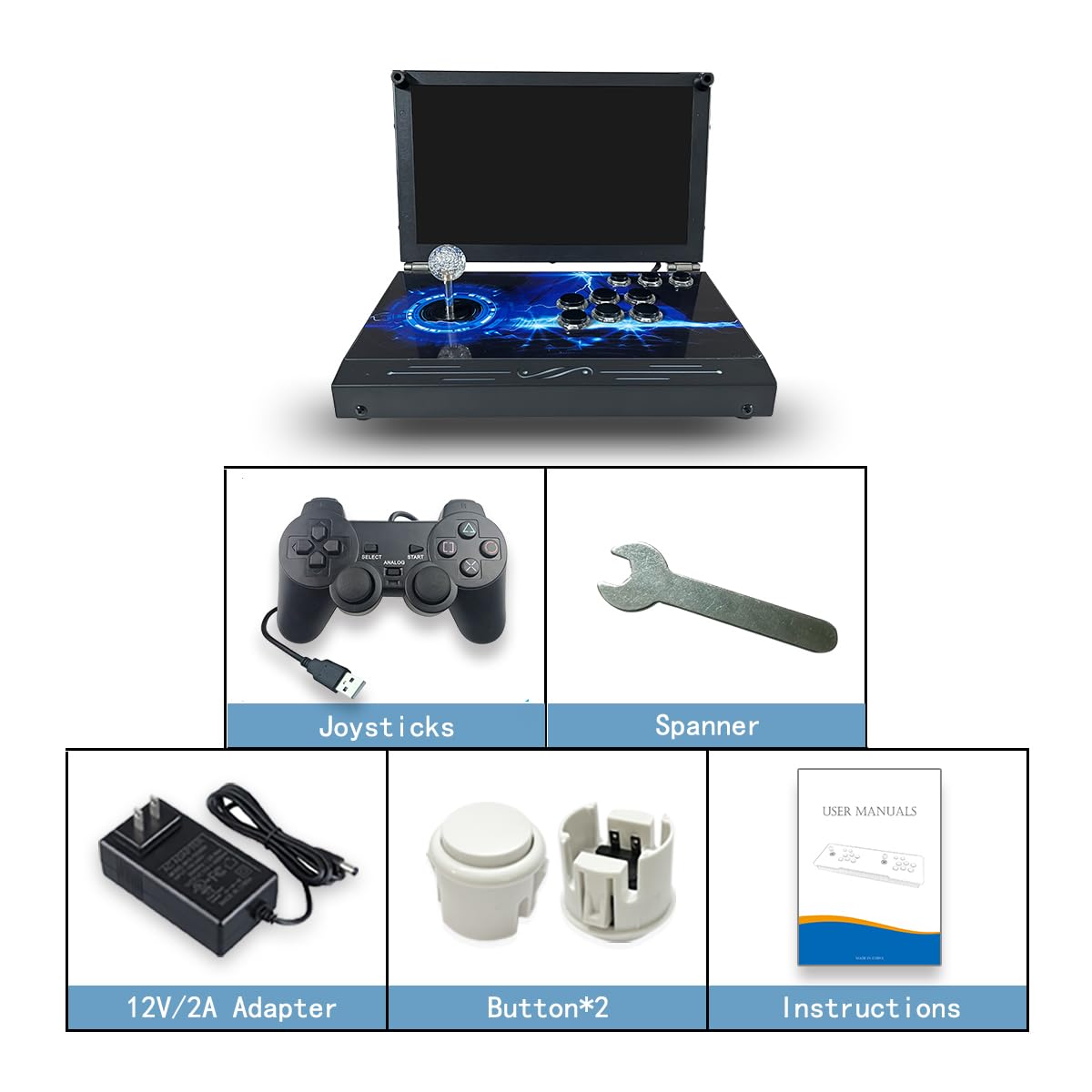 30000 in 1 Console di gioco arcade portatile 14 pollici HD Schermo singolo giocatore Pandoras Box 70S, retro macchina per videogiochi 9000mAh Ricerca/Nascondi/Salva/Carica/Pausa Giochi