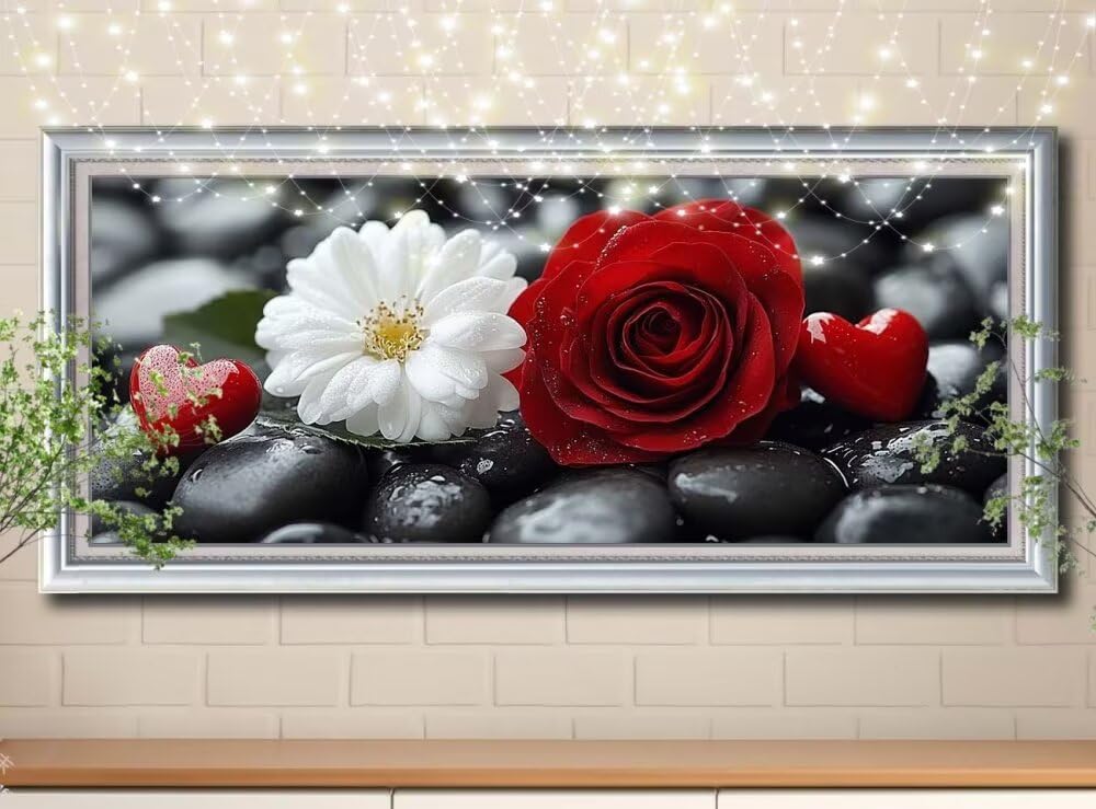 Czerwona róża, zestaw do malowania diamentami do samodzielnego wykonania, 5D diamentowe malowanie dla dorosłych dużych 80 x 160 cm, DIY haft krzyżykowy z kryształem górskim malowanie według numerów