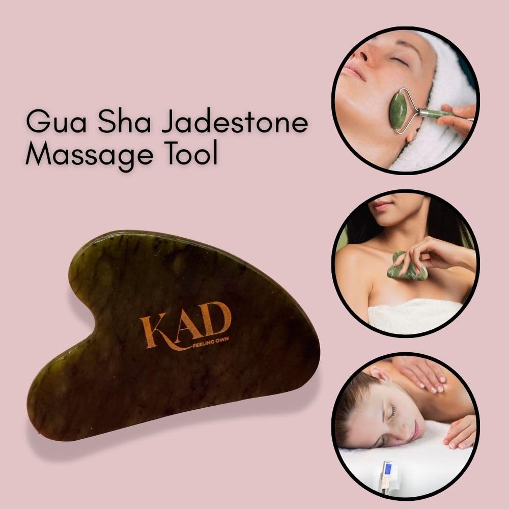 KAD Anti-Aging Face Gua Sha Set Jade Roller for Body Natural Eye Roller Massage Tool for Puffiness