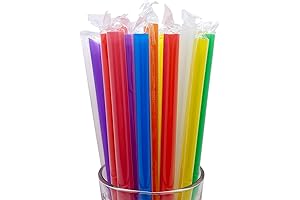 WerkaSi 100Pcs Jumbo Rainbow Smoothie Straws: Sip Your Favorite Iced Drinks in Style