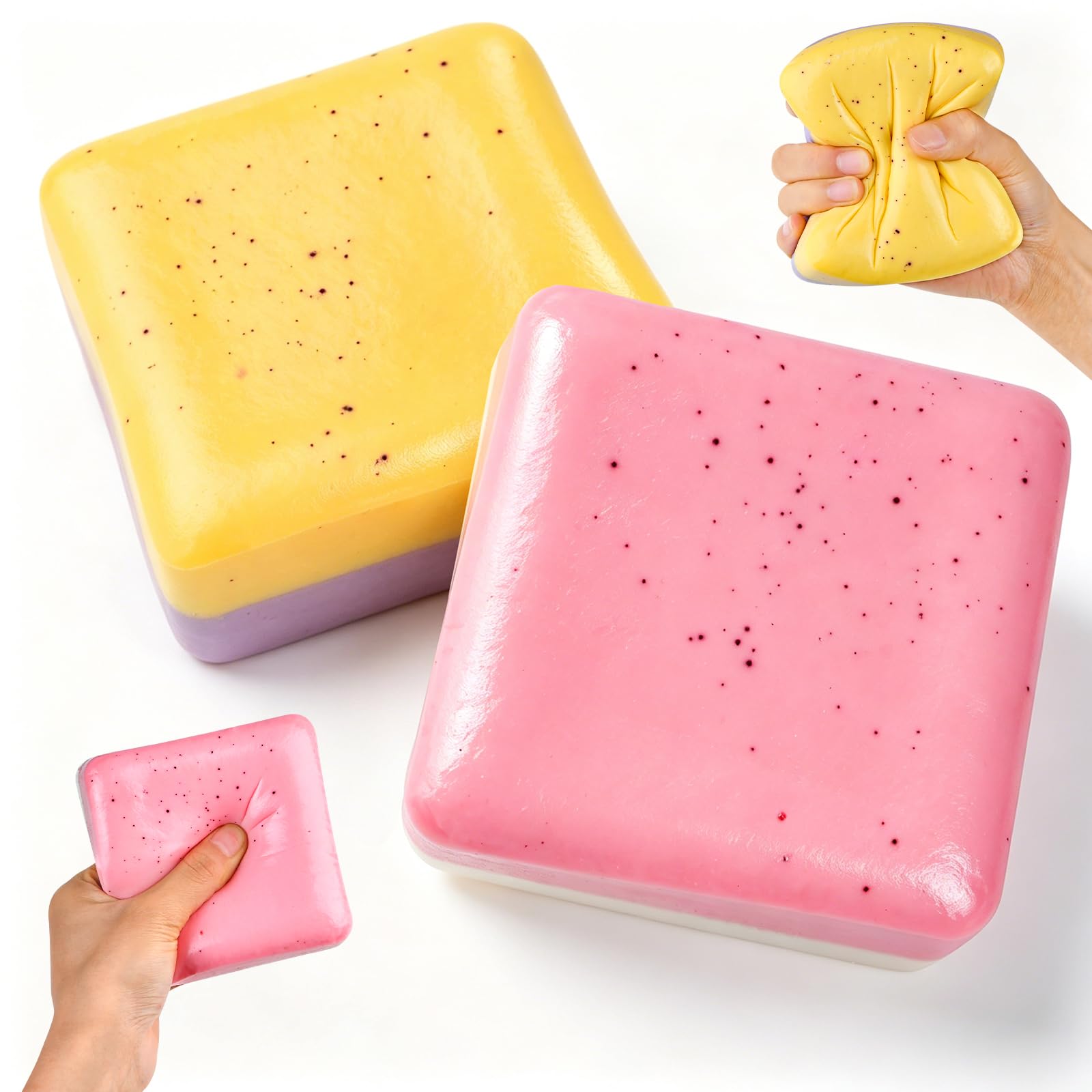 Butter Squishy Fidget Toys, 2pcs Squishy Butter Slow Rising Squishies, Rainbow Butters Stick Stress Ball Squeeze Toy Anxiety Relief Sensory Toys for Adults Kids. (A)