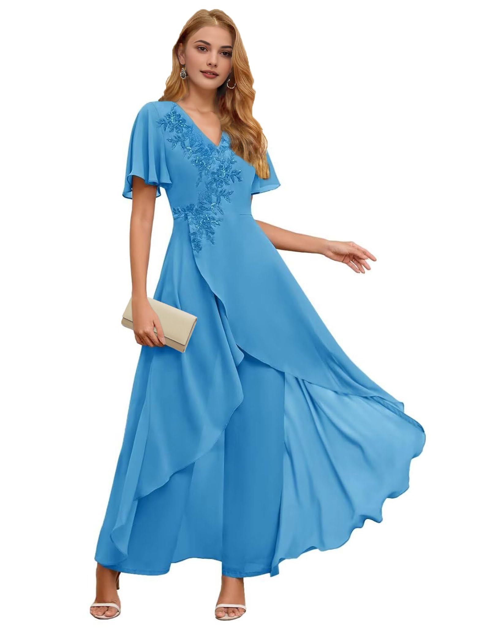 Chiffon Mother of The Bride Pant Suits for Wedding Guest Dresses Formal Outfit Womens Jumpsuit