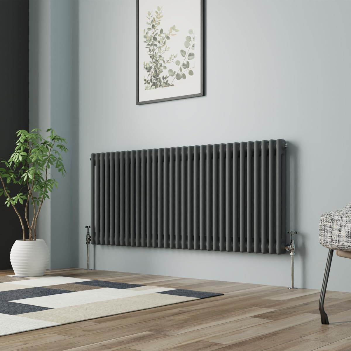 NRG Column Radiator Anthracite 600x1460mm Double Traditional Cast Iron Style Heater Interior Designer Horizontal Bathroom Radiators