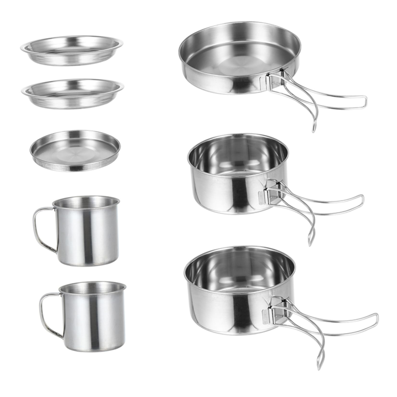 Toyvian Casserole de Camping Pliable en Acier Inoxydable, Lot 8 Pièces | Vaisselle Portable pour Randonnée et Activités Outdoor, Ensemble Argenté Résistant à L’usure, Halloween