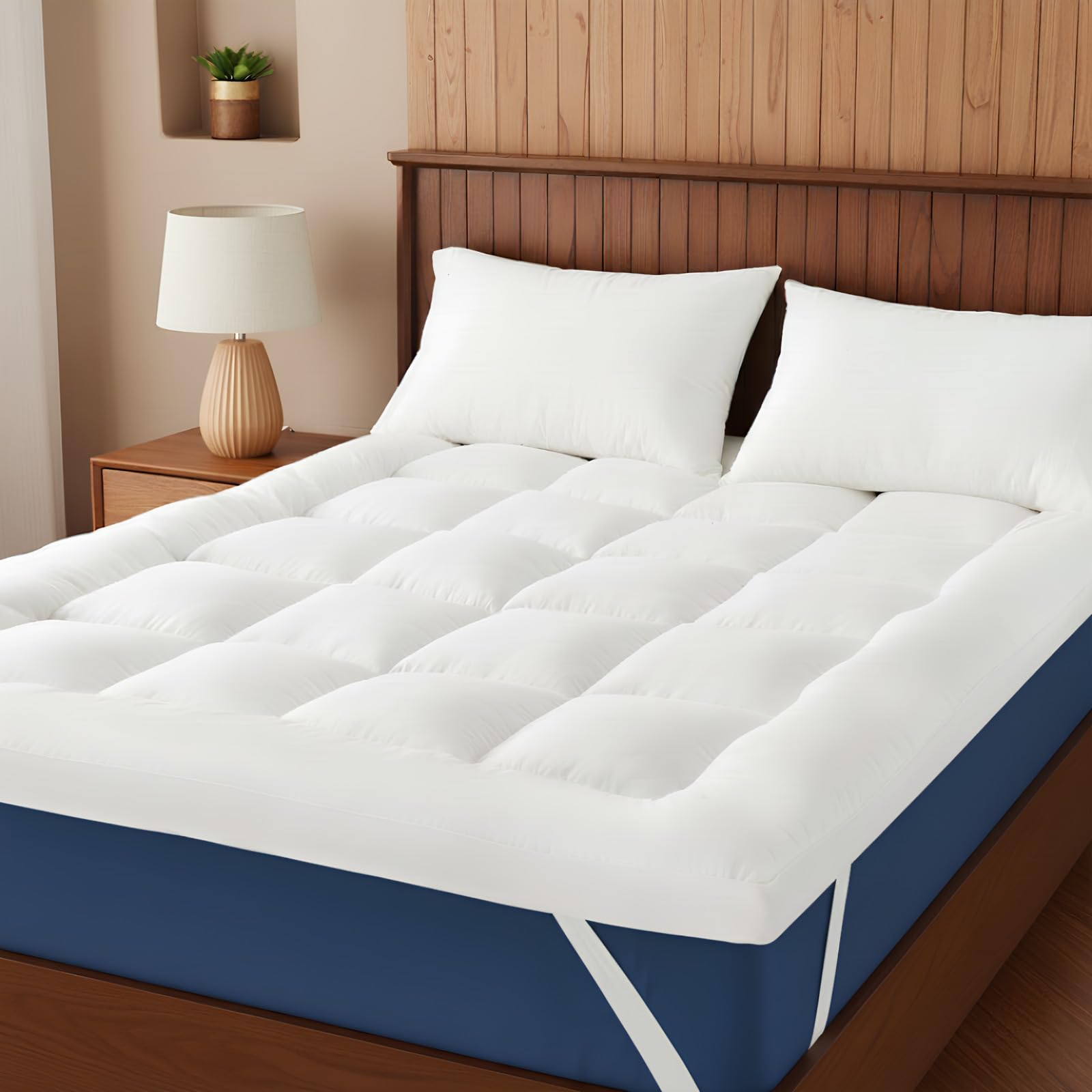 10cm Thick Mattress Topper, Hotel Quality Box-Stitched Microfiber Filling Mattress Topper ...