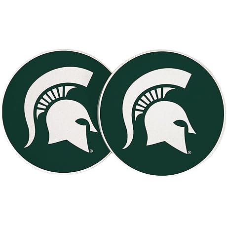 Desert Cactus Michigan State University Car Coaster Spartans MSU Absorbent Sandstone Set of 2
