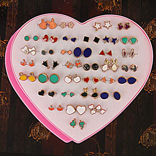 Multicolor Base Metal Stud Earrings (Set of 36 Pairs)