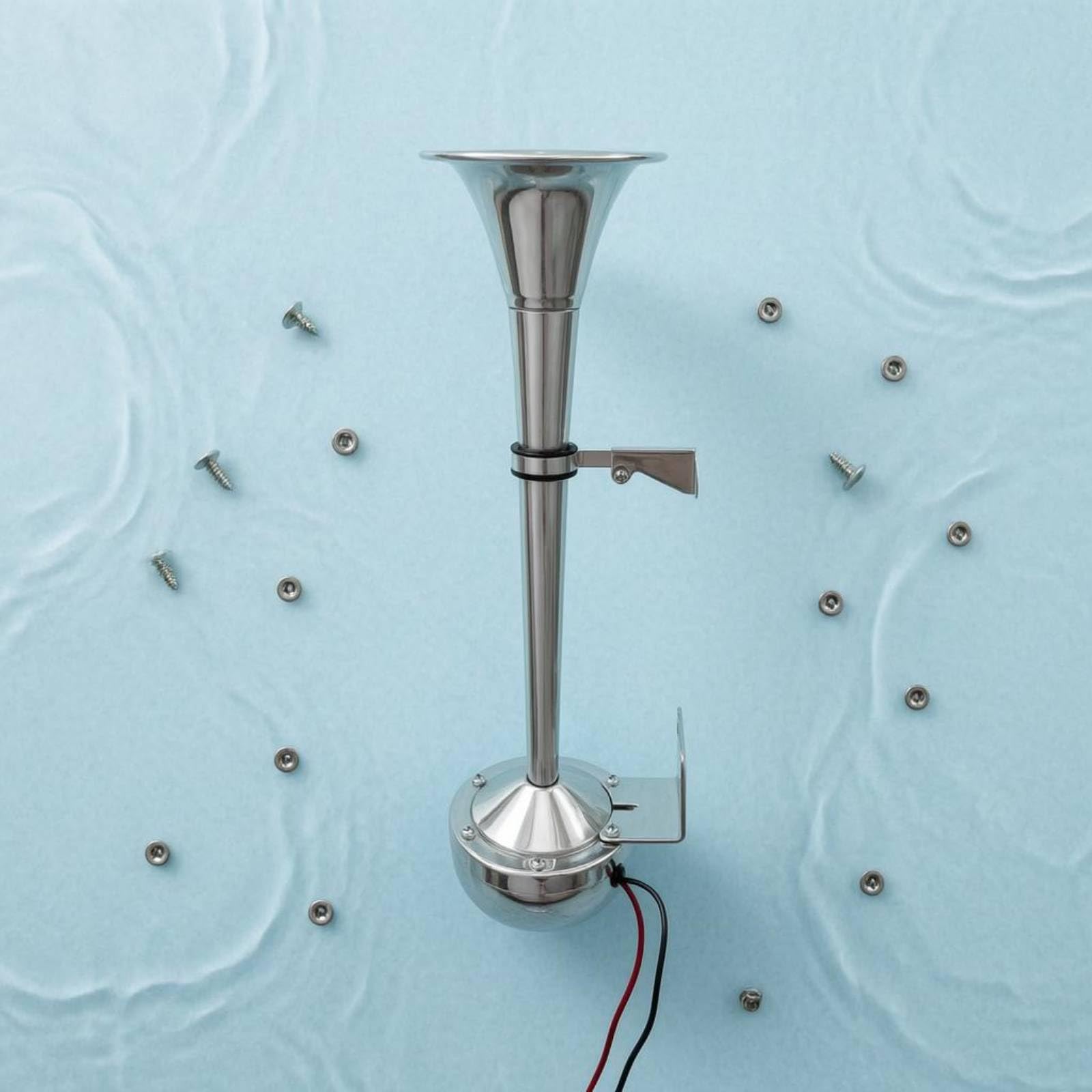 Tromba Elettrica Marina Auto Barca Clacson Tromba Singola Avvisatore Sonoro Acciaio Inox 12V Costruzione Solida Finitura Installazione Diretta Adatto, 24V Tubo Singolo