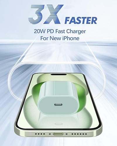 Miniatura 2 de Paquete de 2 bloques de carga de pared USB C de 20 W con cable de carga rápida USB C a C de 6.6 pies de largo para iPhone 15 Pro15 Pro Max15 Plus,