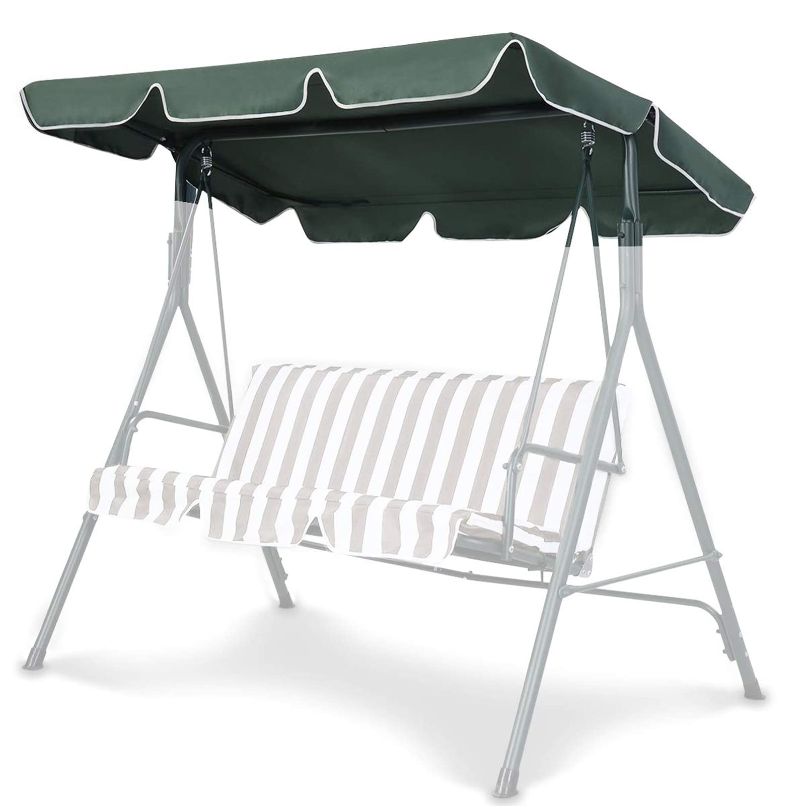 NBCV Replacement Canopy for Swing Seat 2 & 3 Seater Hammock Cover Top Garden Outdoor, Replacement Canopy Top Cover With 4 Reinforced Corner Pockets, Waterproof,Green,142x120x18cm