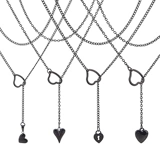Heart O-Ring Slip Chain Necklace 4 Style 304 Stainless Steel Adjustable ...