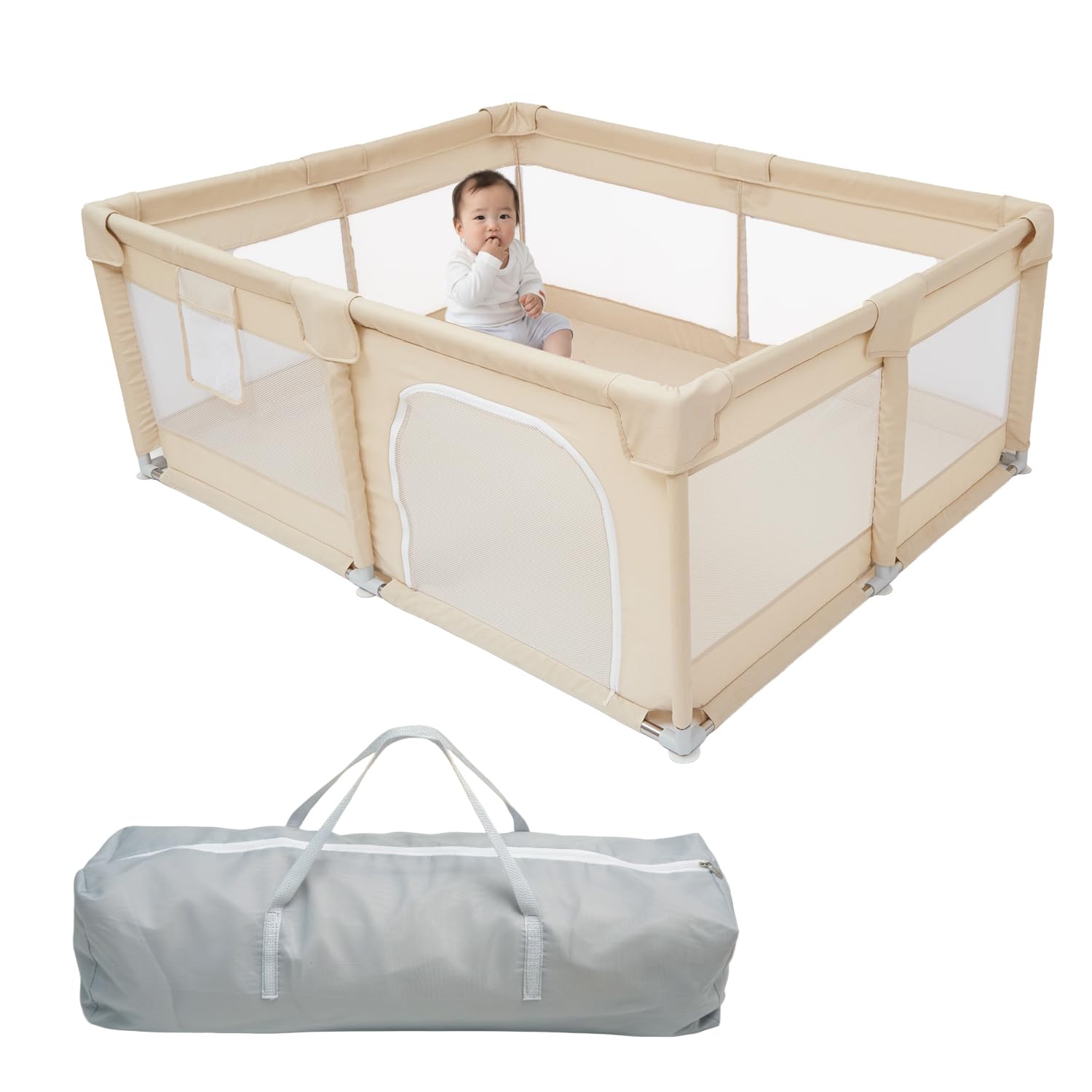 Amazon.co.jp: (ケラッタ) ベビーサークル メッシュ 赤ちゃん 組み立て