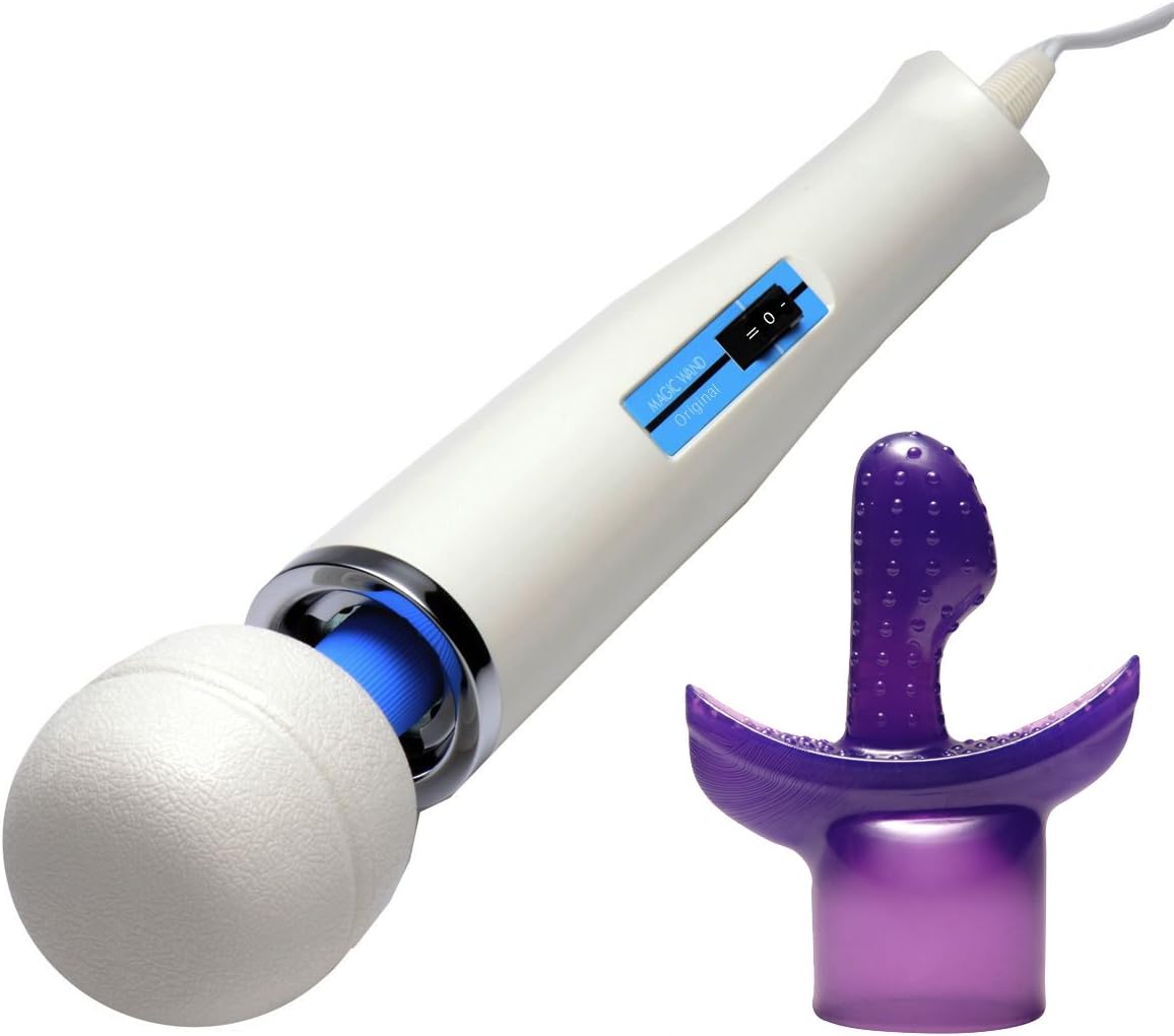 Magic Wand Massager with Bonus G-Tip Attachment – Powerful Wired Vibrator with Cushioned Head – Textured G-Spot Attachment Included – 1-Year Warranty – Purple