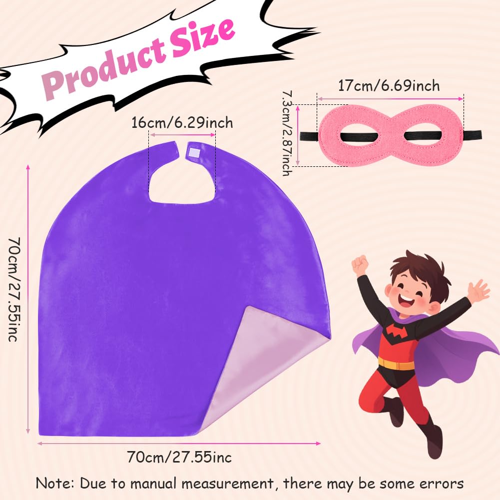 AUYAO Kids Cape Double-Sided Dual-Color Cape, Party Costume Cloak Mask Set Outfits with 1 Pc Felt Mask - Image 2