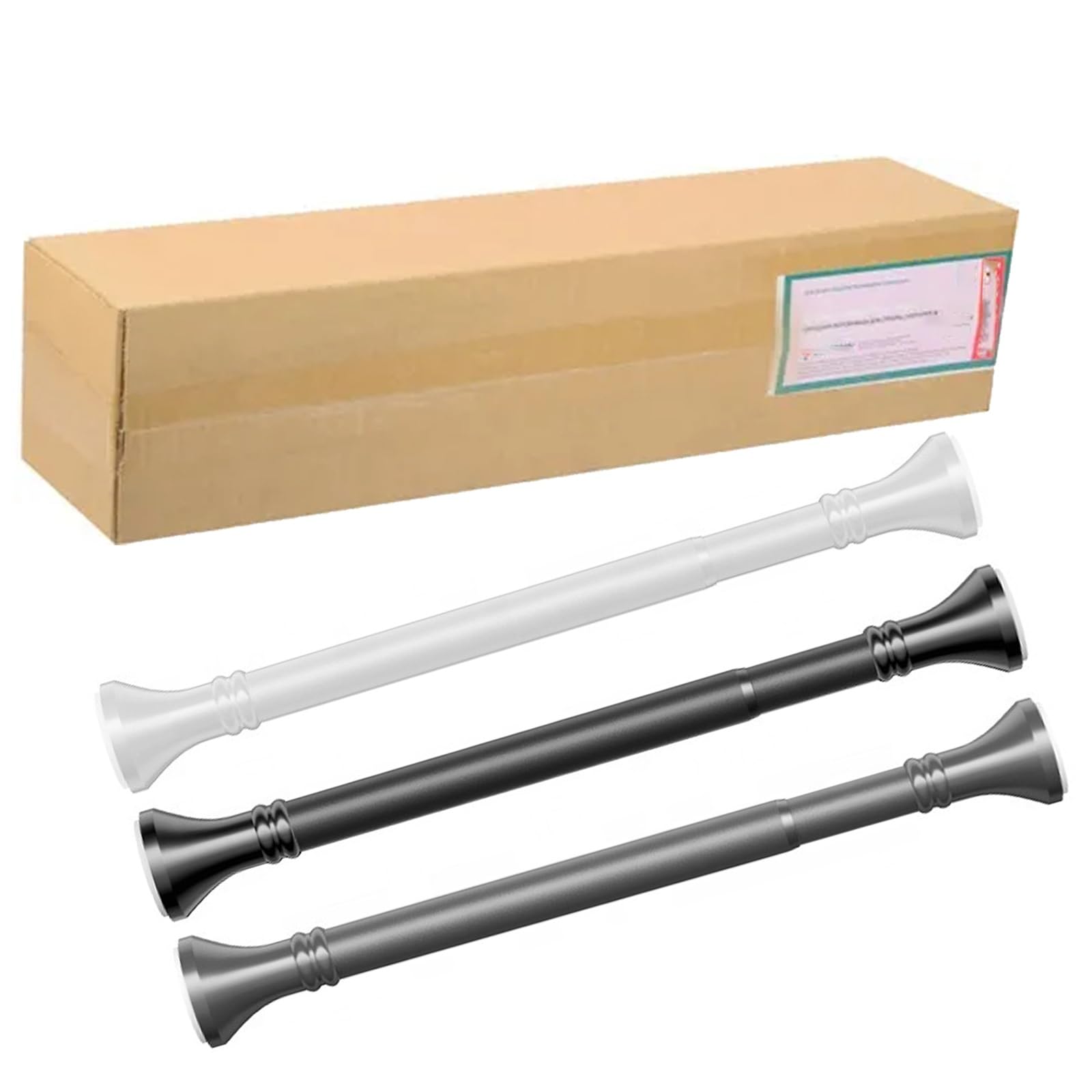 GLDYTVF Non-Damaging Adjustable Shower Curtain Rod 410-500cm Tension Rod for Windows & Bathrooms Easy Install Versatile Sizes (White 310-400cm)