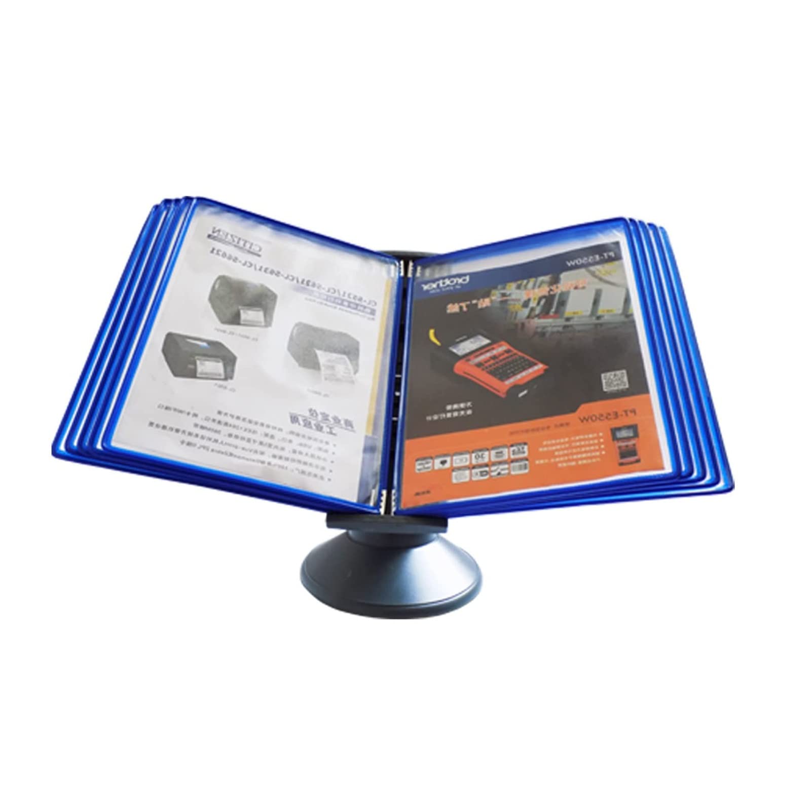 Organizer referencyjny na biurko - Folder z klapką na biurko, 10 kieszeni ekspozycyjnych Deluxe Catalog Display, system referencyjny i ekspozycyjny na biurko, pojemność 20 arkuszy (kolor: niebieski)