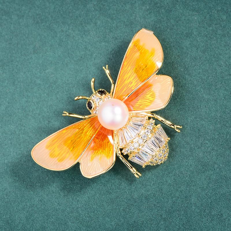 Image of Little Bumble Bee Brooch Pins for Women Rhinestone Yellow Insect Lapel Pin Denim Jacket Suits Accessories Jewelry Gifts