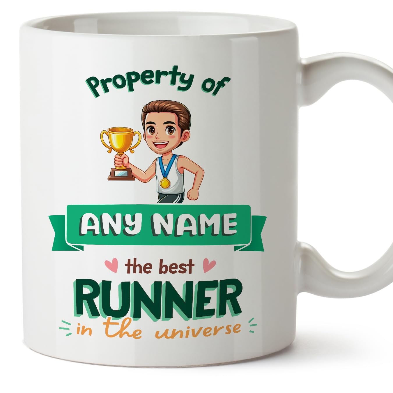 MUGFFINS Personalised Mug for Runner Man - in English - Property of - Funny Custom Gift for Colleagues - Ceramic 11oz Mug