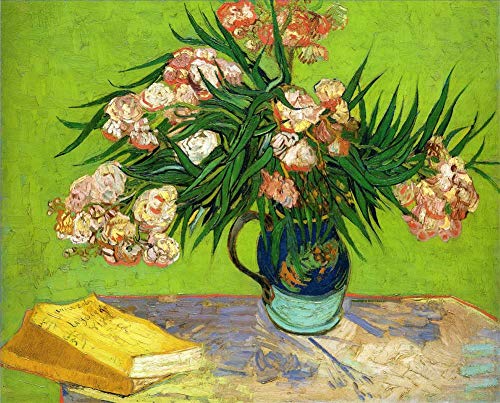 Dipinto ad olio fatto a mano £70- £1500 da insegnanti universitari - 30 van Gogh Arte ad olio su tela - Oleandri e libri Vincent van van Gogh Fiori -Size6