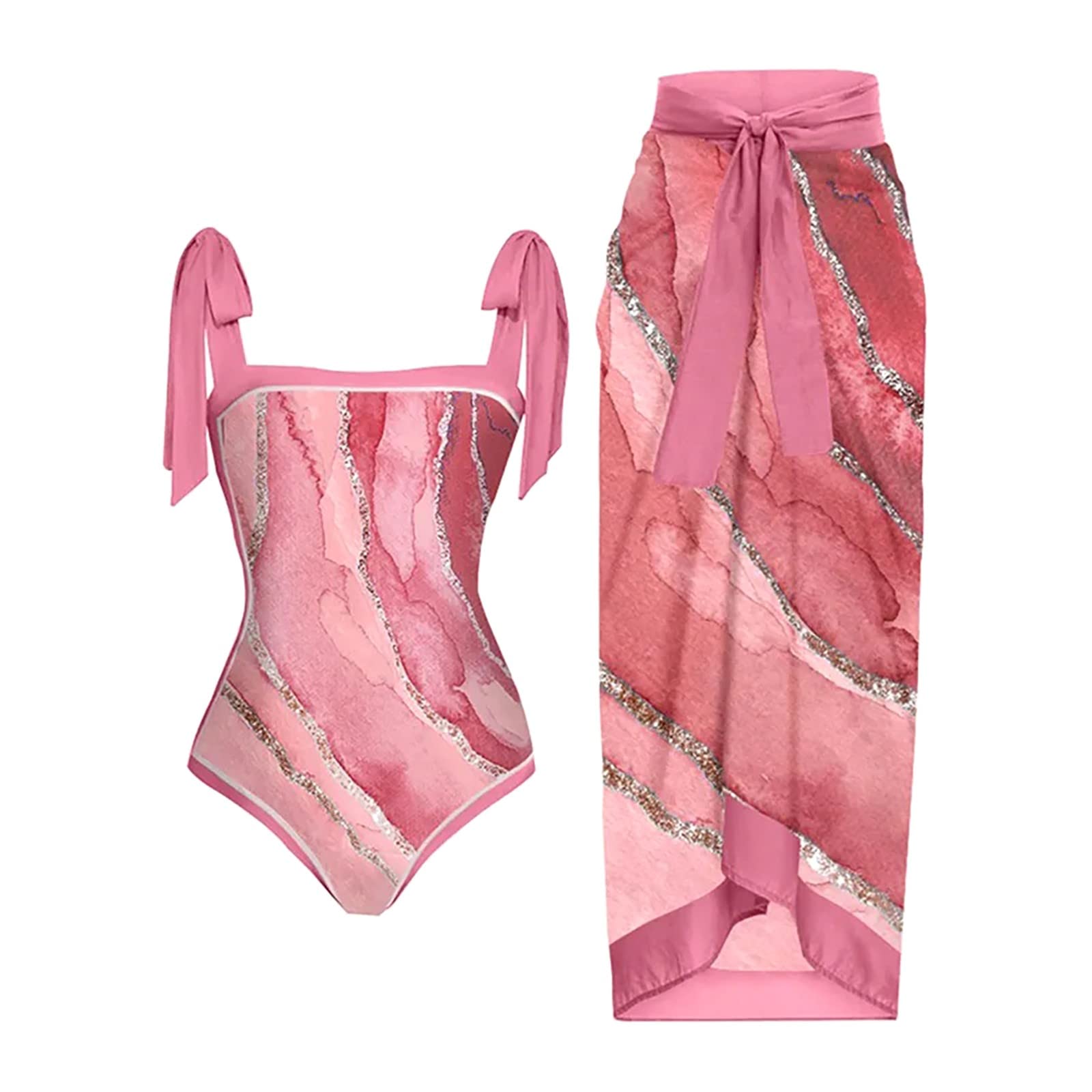 uxxnjfg Bañador Natacion Conjunto Mujer Vestir Dos Piezas Verano Sexy Reductores Barriga Swimsuit Estampado Flores Bañador Deportivo Brasileño Bañadores con Relleno Playa Arena Beachwear