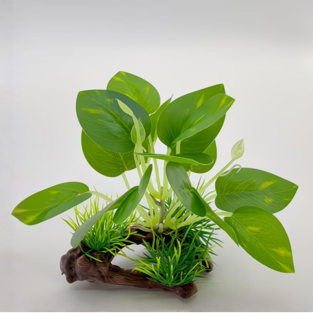 SANSEFERO Premier Plants Aquarium Artificial Plastic Decorative Aquatic Accessories Plants for Fish Tank Aquarium and Home Decoration Artifical Fower for Decoration (Green Leaf)-image-37