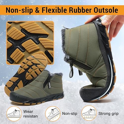 Ziitop Snow Boots Mens Waterproof Winter Boots Fur Lined Warm Ankle Boots Zipper Closure Slip On Outdoor Boot Comfortable Walking Shoes thumb #3