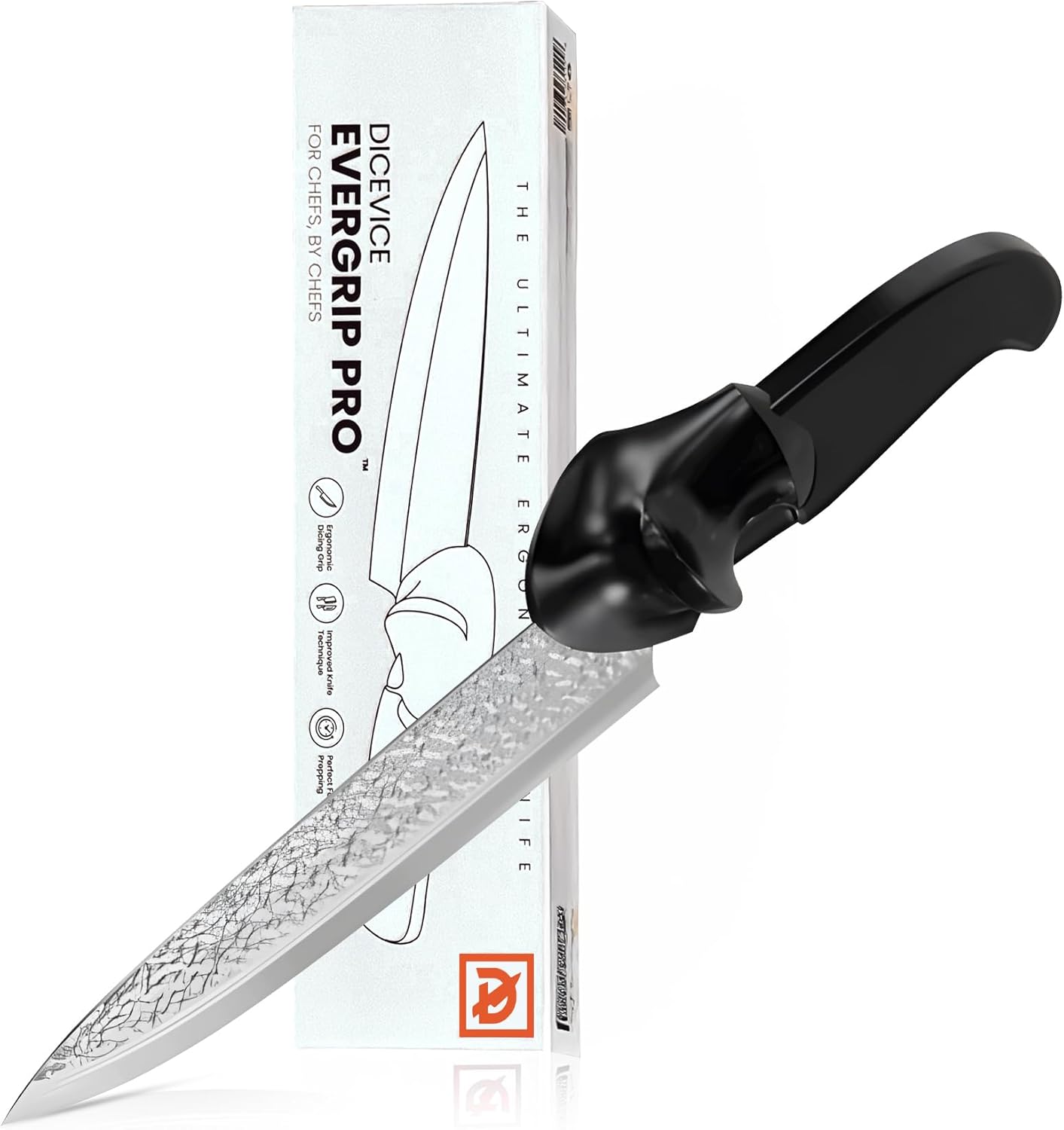 EverGrip Pro Chef Knife 8 Inch, High Carbon Stainless Steel Full Tang Kitchen Knife, Ergonomic Handle for Chopping, Slicing & Dicing, (Right Handed)