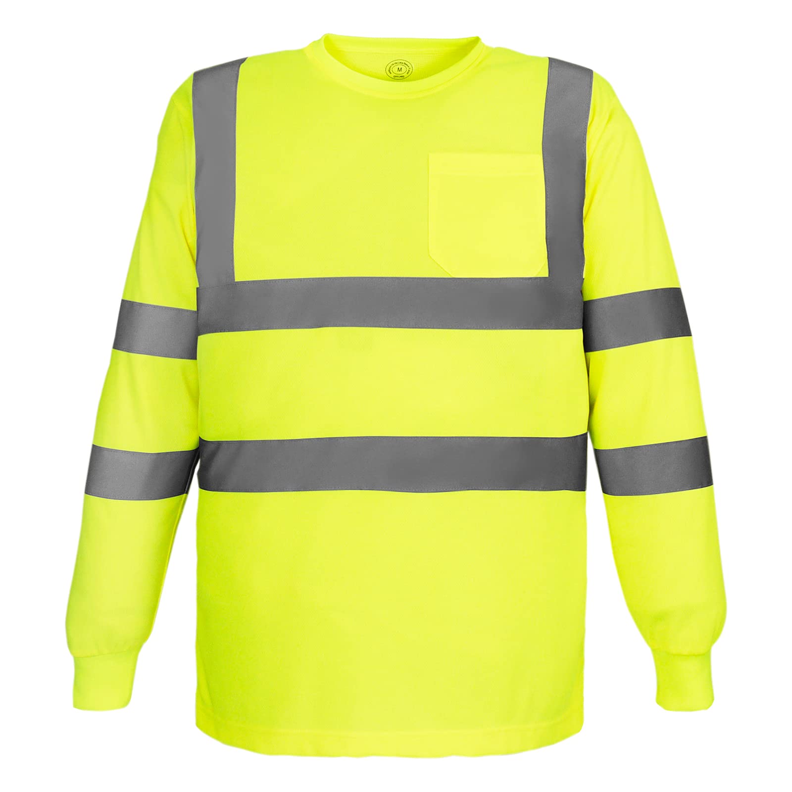 wefeyuvSafety Shirt Long Sleeve High Visibility Reflective Breathable T Shirt for Work Warehouse Construction Class 3