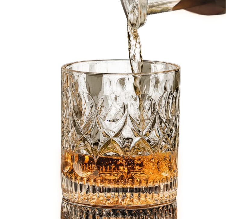 PATRANI FASHION Crystal Whiskey Glass 300 ML, Set of 4 Different Shape with Bottom Rocks Barware Set Diamond Glass Scotch, Bornbon, Cocktai Glasses and Brandy Drinks for Wine, Whiskey, Beer Glasses 2