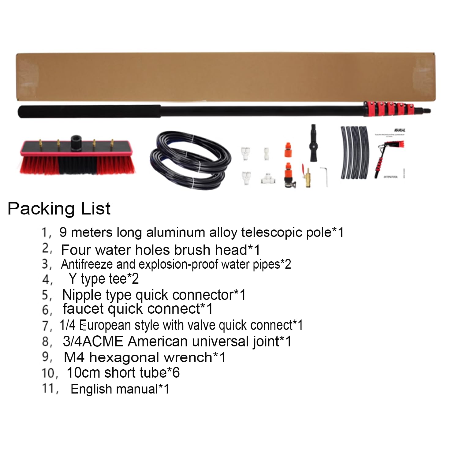 Kit Limpieza Ventanas,Limpiador Ventanas con Varilla Extensión,Cepillo Limpieza Profesional Multiusos para Ventanas Interiores Exteriores,Coches,Puertas Cristal Ducha,Espejos,12FT【3.6m】