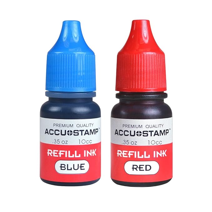 ACCUStamp Ink Refill for PreInk Stamps, Blue and Red, Pack of 2.35oz