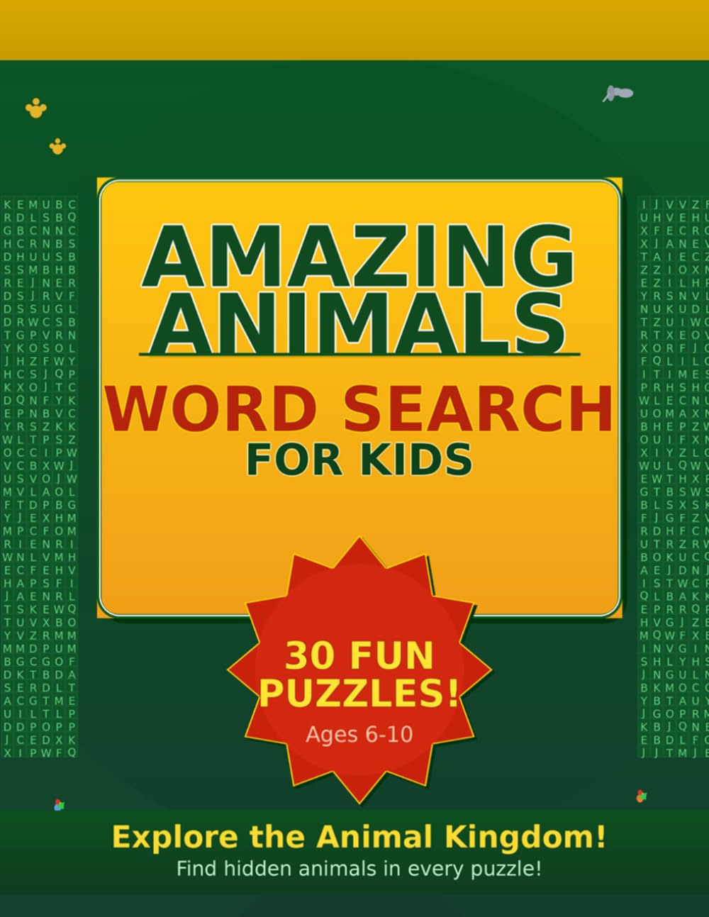 Amazing Animals Word Search for Kids: 30 Fun Puzzles with Jungle, Ocean, Safari & Farm Animals - Large Print Activity Book for Ages 6-10