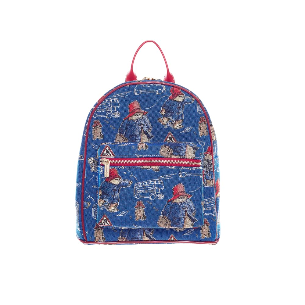 Signare Women's Paddington Blue Tapestry Casual Backpack Rucksack School Bags With Animal Design (Paddington Blue)