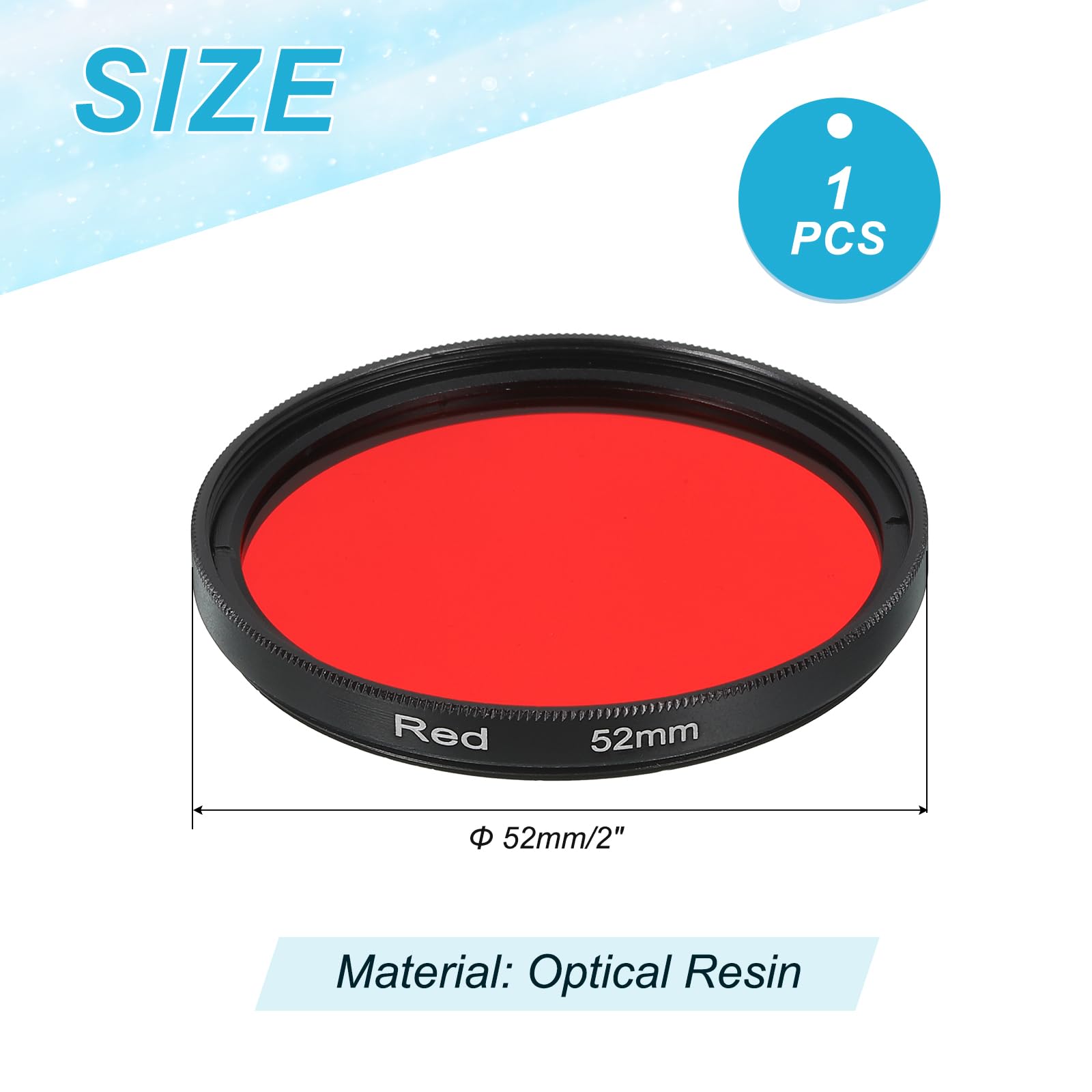 QUARKZMAN Filtro Per Obiettivo Da 52mm, Filtro Fotografico Rosso Completo In Resina Ottica Rotondo Anti Graffio Filtri Fluorescenti Universali Per Fotocamera Obiettivo Fotografico