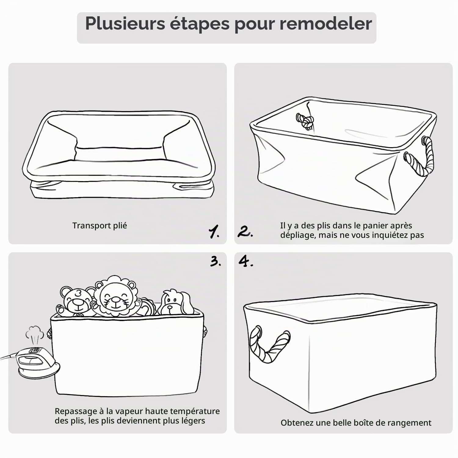 Mangata Cube de Rangement Tissu,33x38x33cm Paniers de Rangement Pour Vêtements/étagère Compatible avec Kallax(Beige Clair/Blanc, 4 Paquet)
